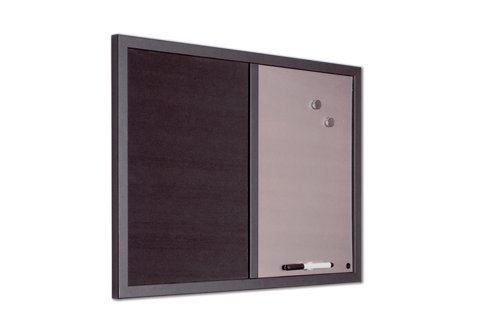 Bi-Office Black Shadow Fabric Silver Finish Board Black Frame 60x45cm MX04232169 | Bi-Silque