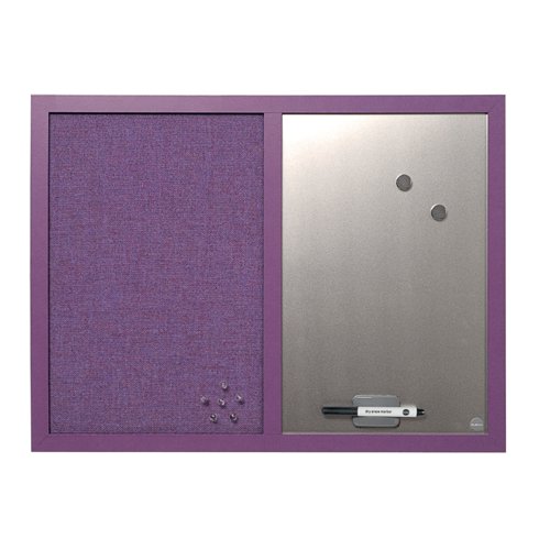 Bi-Office Essentials Fabric Silver Finish Board Purple Frame 60x45cm MX04330418