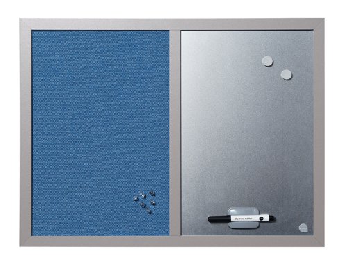 Bi-Office Essentials Fabric Silver Finish Board Pearl Frame 60x45cm MX04429608 | Bi-Silque