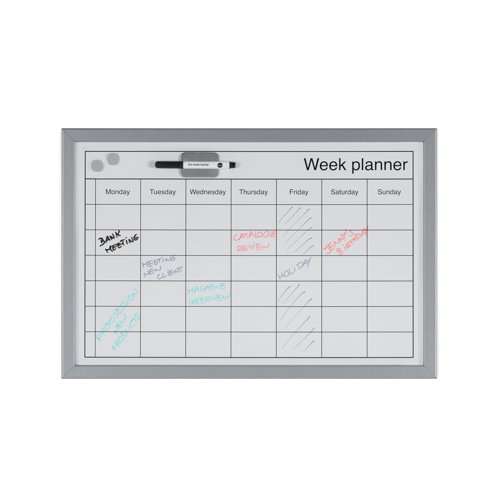 Bi-Office Magnetic Weekly Planner Whiteboard Grey Frame 60x40cm MM03000839