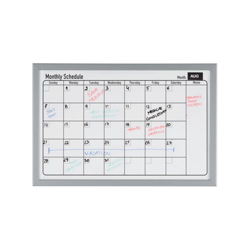 Bi-Office Magnetic Monthly Planner Whiteboard Grey Frame 60x40cm MM03062839