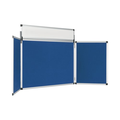 Bi-Office Showboard 3 Panel+Header Blue Nylon 90x60cm DSP350111