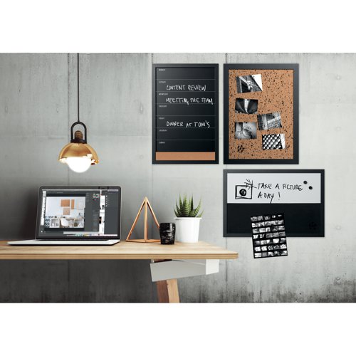 Bi-Office Black/White Message Boards Black Frame (Pack of 3) SOR-033