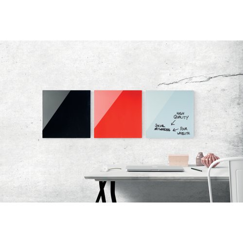 Bi-Office Glass Magnetic Board Black Surface Frameless 48x48cm GL150201