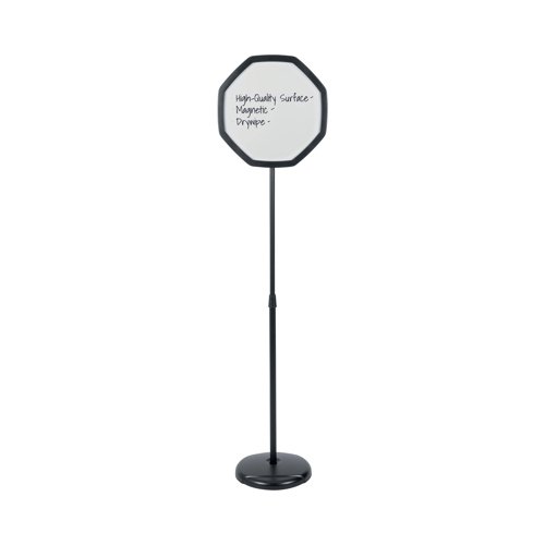 Bi-Office Black Octagonal Floor Sign Magnetic Drywipe Surface SIG08070101