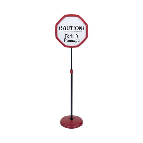 Bi-Office Red Octagonal Floor Sign Magnetic Drywipe Surface SIG08071010 | Bi-Silque