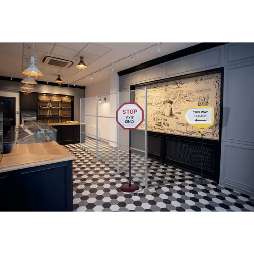 Bi-Office Yellow Arrow Floor Sign Magnetic Drywipe Surface SIG01010909 | Bi-Silque