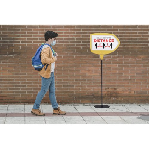 Bi-Office Yellow Arrow Floor Sign Magnetic Drywipe Surface SIG01010909 | Bi-Silque