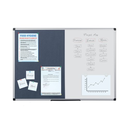 Bi-Office Maya Combination Board Blue Felt/Magnetic Surface 180x120cm XA2722170 Combination Boards BQ26220