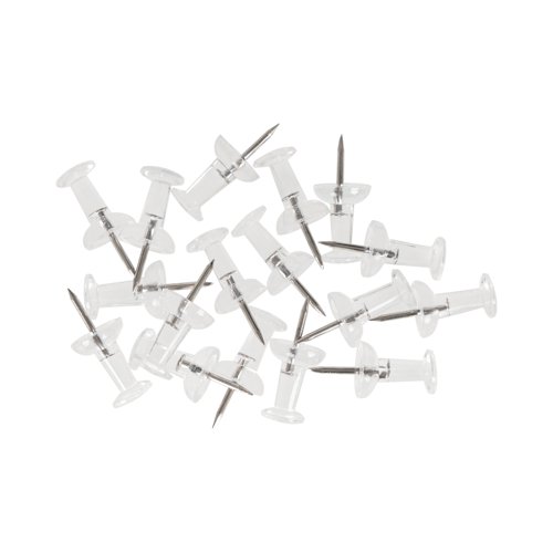 Bi-Office Push Pins Clear/Transparent (Pack of 25) PI0522