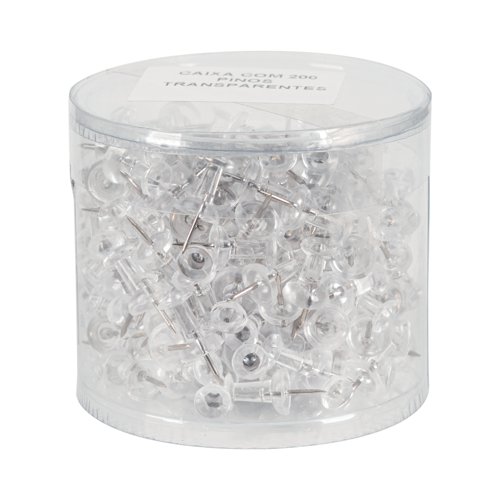 Bi-Office Push Pins Clear/Transparent (Pack of 200) PI0326