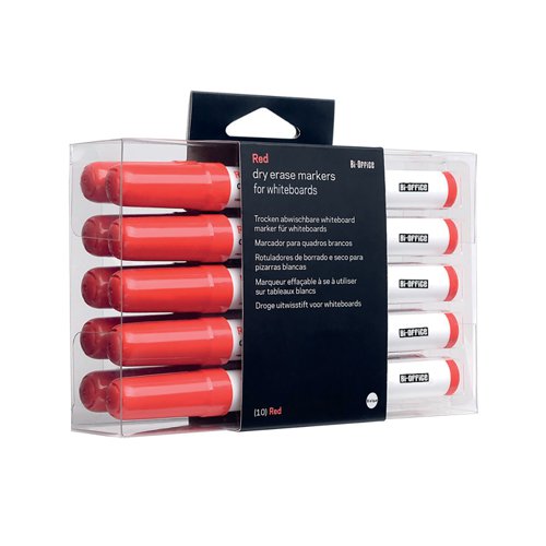 Bi-Office Drywipe Markers Red (Pack of 10) PE1007