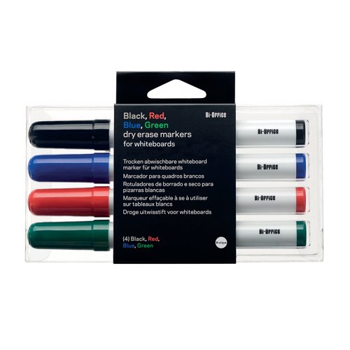 Bi-Office Drywipe Markers Assorted Colours (Pack of 4) PE1306