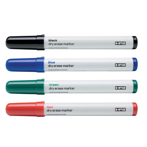 Bi-Office Drywipe Markers Assorted Colours (Pack of 4) PE1306