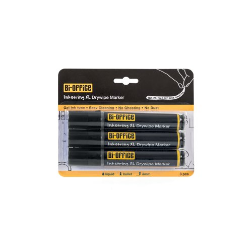 Bi-Office Inkstring XL Drywipe Marker Black (Pack of 3) PE4001