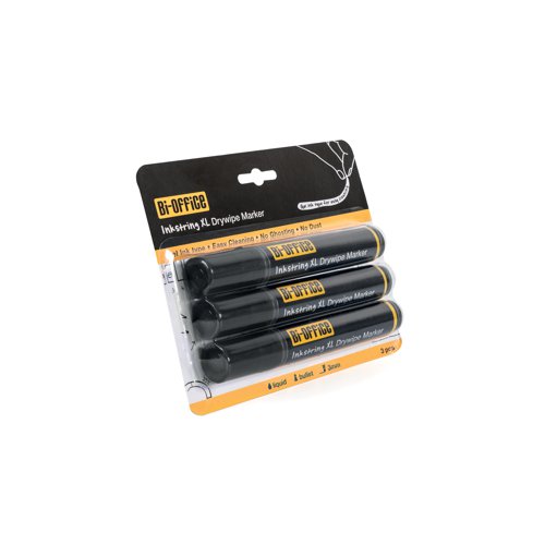 Bi-Office Inkstring XL Drywipe Marker Black (Pack of 3) PE4001