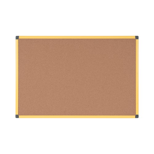 Bi-Office Industrial Ultrabrite Cork Board Yellow Aluminium Frame 180x90cm CA0711721