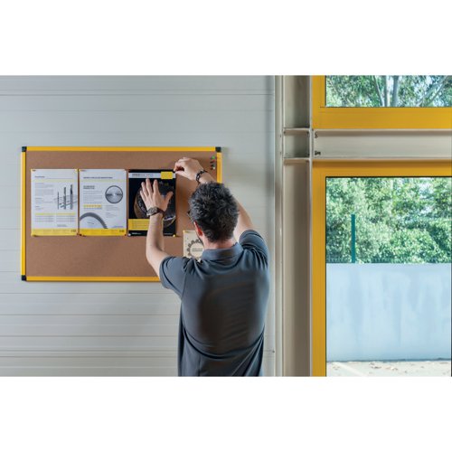 Bi-Office Industrial Ultrabrite Cork Board Yellow Aluminium Frame 180x90cm CA0711721 | Bi-Silque