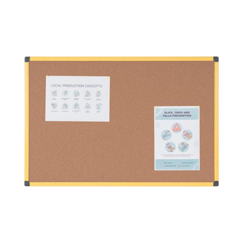 Bi-Office Industrial Ultrabrite Cork Board Yellow Aluminium Frame 180x90cm CA0711721 | Bi-Silque