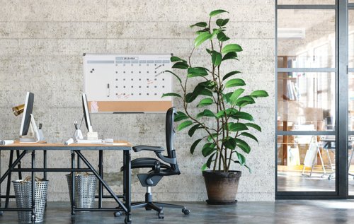 Bi-Office Maya 3-In-1 Magnetic Month Planner Lacquered Steel/Cork 90x60cm MB0707186P