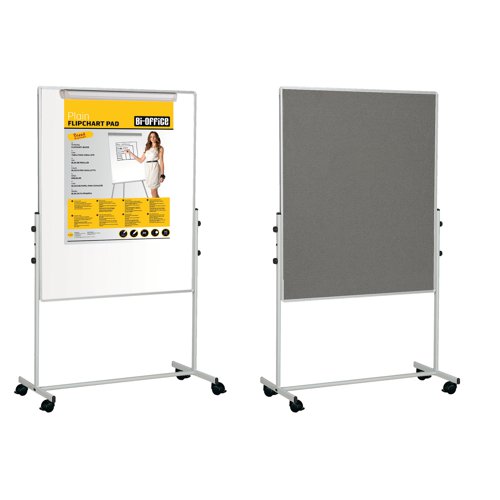 Bi-Office Mobile Duo Easel Grey Felt and Magnetic Surface 70x120cm EA4726075