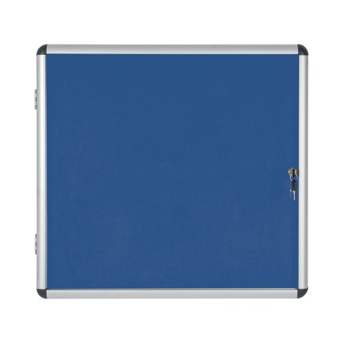 Bi-Office Enclore Display Case Blue Felt Acrylic Aluminium Frame 6xA4 VT620107150