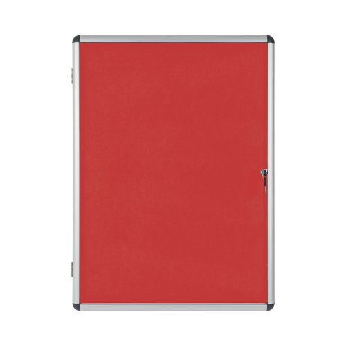 Bi-Office Enclore Display Case Red Felt Acrylic Aluminium Frame 9xA4 VT630105150