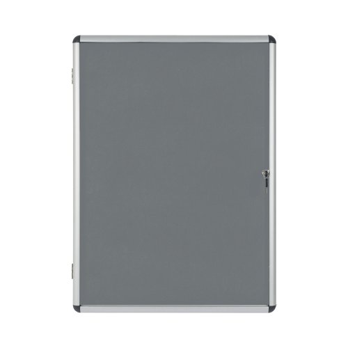 Bi-Office Enclore Felt Indoor Lockable Glazed Case 720x981x35mm Grey VT630103150