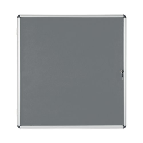 Bi-Office Enclore Display Case Grey Felt Acrylic Aluminium Frame 12xA4 VT660103150