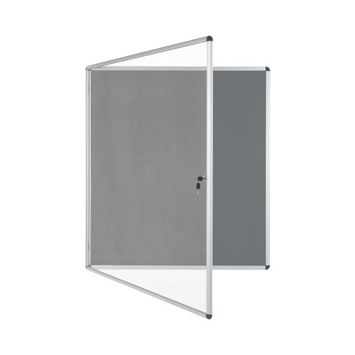 Bi-Office Enclore Display Case Grey Felt Acrylic Aluminium Frame 20xA4 VT740103150 | Bi-Silque