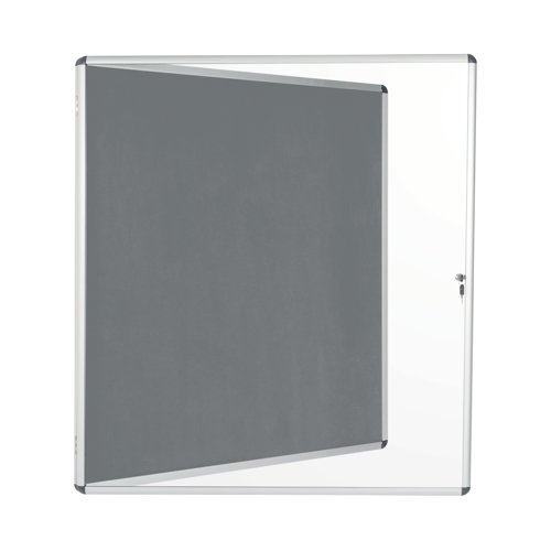 Bi-Office Enclore Display Case Grey Felt Acrylic Aluminium Frame 20xA4 VT740103150 | Bi-Silque