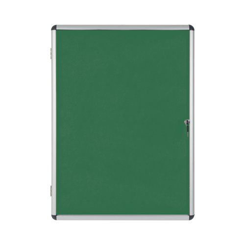 Bi-Office Enclore Display Case Green Felt Acrylic Aluminium Frame 9xA4 VT630102150