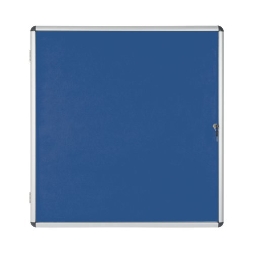 Bi-Office Enclore Display Case Blue Felt Acrylic Aluminium Frame 12xA4 VT660107150