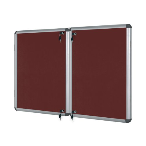 Bi-Office Enclore Display Case Burgundy Felt Acrylic Aluminium Frame 32xA4 VT770106150