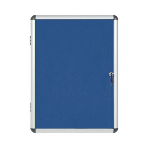 Bi-Office Enclore Display Case Blue Felt Acrylic Aluminium Frame 4xA4 VT610107150