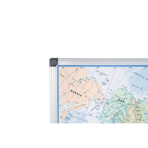 Bi-Office Maya Magnetic World Map Board 120x90cm MAP0100802