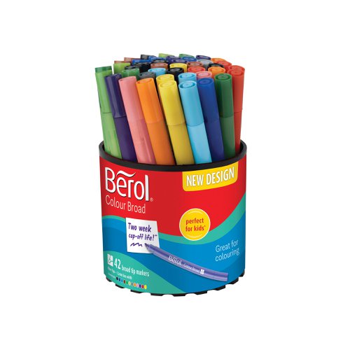 Berol Colour Broad Pen Water Based Ink Assorted (Pack of 42) S0375970