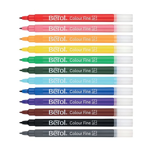 Berol Assorted Water-Based Colourfine Pen Tub (Pack of 42) S0376490