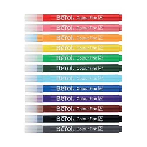 Berol Assorted Water-Based Colourfine Pen Tub (42 Pack) S0376490