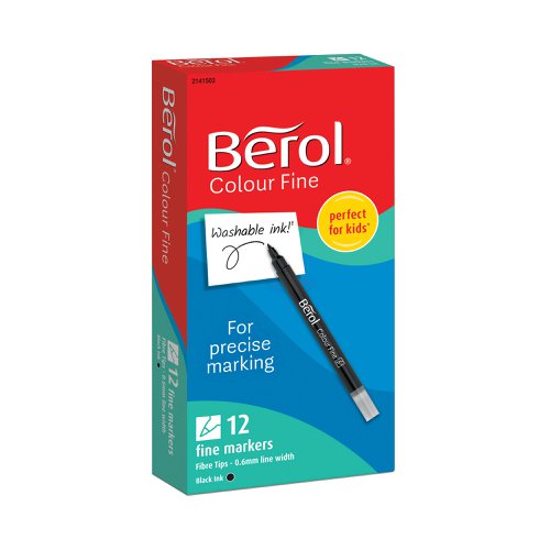 Berol Colour Fine Markers Black (12 Pack) 2141503 BR41503