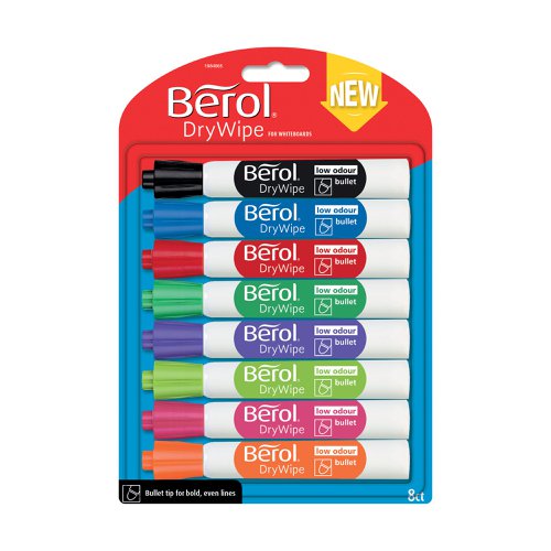 Berol Drywipe Marker Bullet Tip Assorted (8 Pack) 1984865