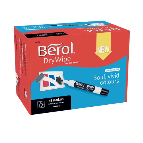 Berol Drywipe Marker Bullet Tip Black (48 Pack) 1984868 | Newell Brands