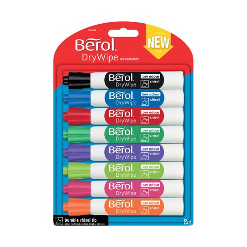 Berol Drywipe Marker Chisel Tip Assorted (8 Pack) 1984884 | Newell Brands