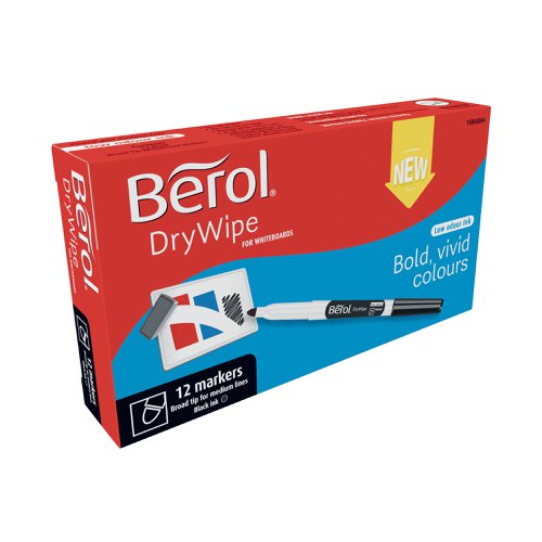 Berol Drywipe Marker Broad Black (Pack of 12) 1984894