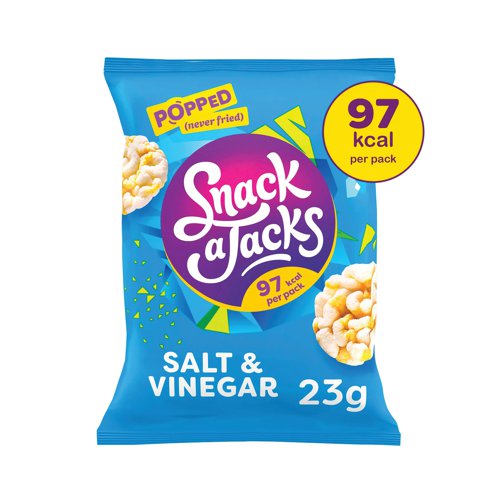 Snack A Jacks Salt and Vinegar Rice Cakes. Recommended for stocking in the workplace, education and healthcare.