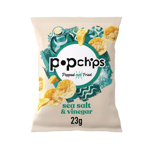 Popchips Sea Salt and Vinegar Crisps 23g (Pack of 24) 701431