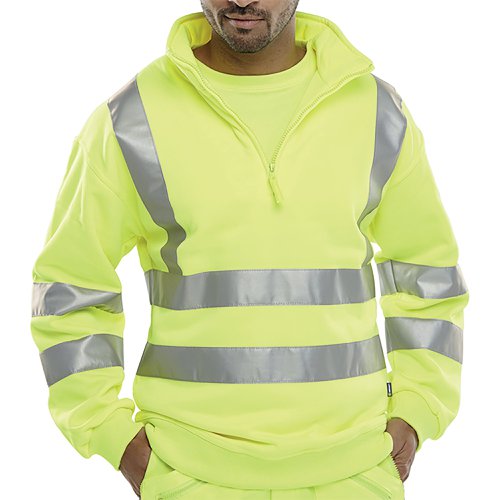 Beeswift Quarter Zipped Hi Vis Sweatshirt SYellow S BSZSSENSYS