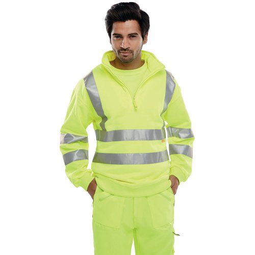 Beeswift Quarter Zipped Hi Vis Sweatshirt SYellow XL BSZSSENSYXL | Beeswift