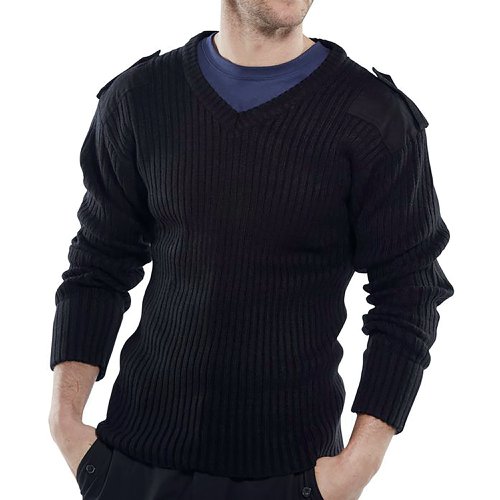 Beeswift Acrylic Mod V-Neck Sweater Black XL