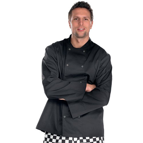 Beeswift Chefs Long Sleeve Jacket Stud Fastening Black S